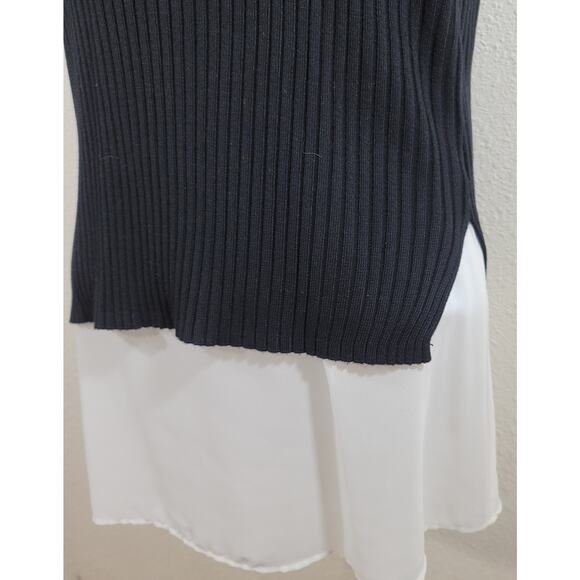 Bar III Black Ribbed Lined And Layered Sheer Hem Tank Top Medium Flowy Soft - Picture 5 of 5